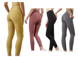36 Bulk Womens High Waist Assorted Yoga Pants With Pockets