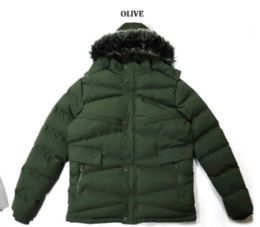 12 Bulk Men's Puffer Heavy Jacket In Olive (pack B: L-Xl)
