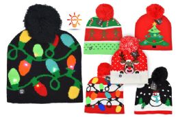 12 Bulk Christmas Flashing Winter Hat