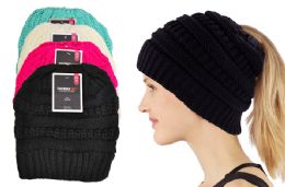 12 Bulk Ponytail Knit Winter Hat