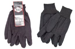 24 Bulk Brown Jersey Gloves With Lining (elastic Cuff)