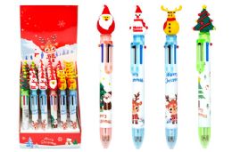 36 Bulk Christmas MultI-Color Retractable Pen