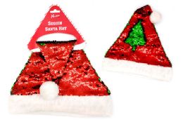 12 Bulk Christmas Sequin Santa Hat