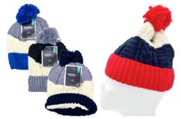 12 Bulk Kid's Knit Hat With Thermal Lining (trI-Tone)