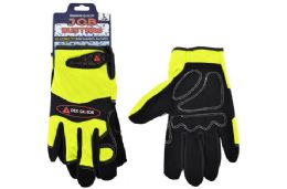 6 Bulk Mechanics Gloves (hI-Vis Yellow) (large)