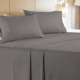 6 Bulk 4 Piece Microfiber Bed Sheet Set Twin Size In Charcoal