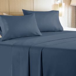 6 Bulk 4 Piece Microfiber Bed Sheet Set Queen Size In Navy