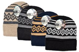 12 Bulk Winter Hat With Furry Lining (diamonds)