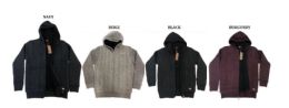 24 Bulk Men's Full Zip Sweater With Sherpa Lining Assorted Colors Pack A