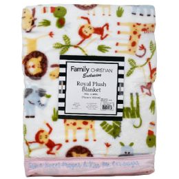 4 Bulk 30-inch x 40-inch Faux Fur Printed Jungle Blanket