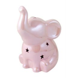 6 Bulk Ceramic Sitting Elephant With Cut Out Stars And Led Lighting C/p 6