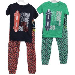 24 Bulk 2pc Inborn To Be Awesome In Boys Sleep Set (2 Asst Prints -Size: 4/5,6/7,8/10,12/14) C/p 24