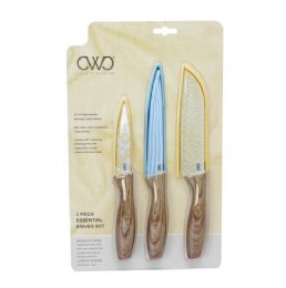 48 Bulk 3pc Printed Knives Set With Sheath C/p 48