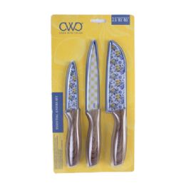 48 Bulk 3pc 3.5 In+5 In+7 In Printed Knives Set With Sheath C/p 48