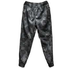 24 Bulk Men's Black Smoke Printed Tech Fleece Taper Fit Jogger Asst Size C/p 24