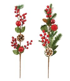 144 Bulk Christmas Pinecone & Berry Stem