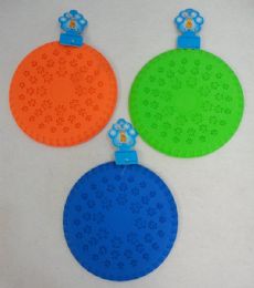 24 Bulk Silicone Disk Pet Toy Pawprint Design