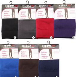 12 Bulk Fashion Fleece Leggings [assorted Colors]