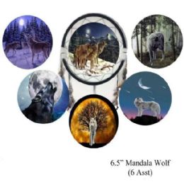 12 Bulk 6.5" Mandalas [6 Assorted Styles] Wolves