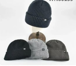 12 Bulk PlusH-Lined Knit Toboggan [waffle Knit] Solid Colors