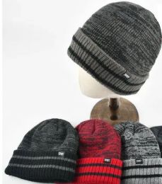 12 Bulk PlusH-Lined Knit Toboggan [variegated Top/striped Fold]