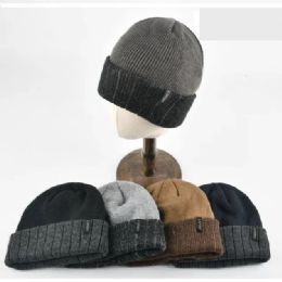 12 Bulk PlusH-Lined Knit Toboggan [solid Top/variegated Fold]