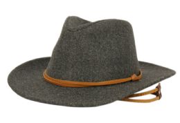 12 Bulk Poly/wool Fedora With Leather Band & Chin Strap