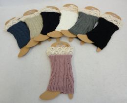 12 Bulk Knitted Boot Cuff W Antique Lace [cable Knit]
