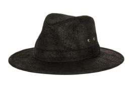 12 Bulk Faux Leather Fedora With Band
