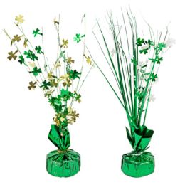 24 Bulk St Patricks Tinsel Spray Centerpiece Balloon Holder 2ast W/shamrocks Upc Label