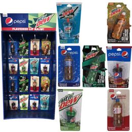 64 Bulk Lip Balm Pepsi Products Flavored  7 Assorted Half Power Panel