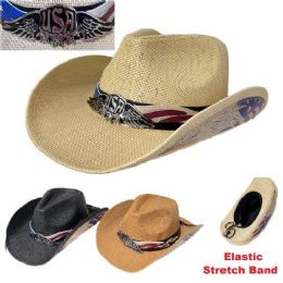 24 Bulk Western Hat (usa Winged Badge/eagle Flag Brim)