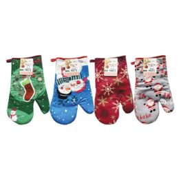 72 Bulk Xm Printed Oven Mitten 7"x12"