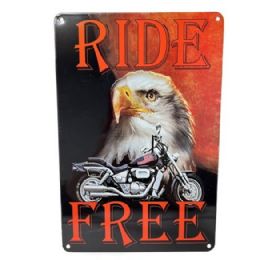 10 Bulk 11.75"x8" Metal Sign - Ride Free (eagle/motorcycle)
