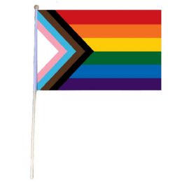 24 Bulk 12"x18" Stick Flag (progress Pride)