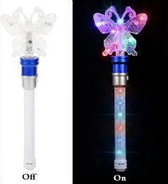 24 Bulk 14.5" Spinning Butterfly Wand With Lights & Sound