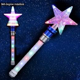 24 Bulk 14.5" Spinning Star Wand With Lights & Sound