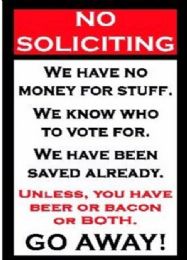 5 Bulk 16"x12" Metal Sign - No Soliciting/go Away!
