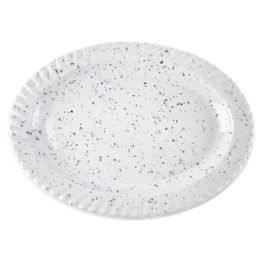 24 Bulk 14" Marble Doted Melamine Oval Plate