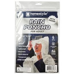 48 Bulk Adult Peva Rain Poncho Clear
