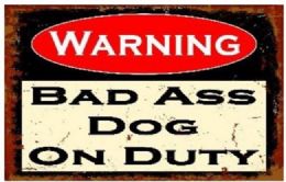 5 Bulk 16"x12" Metal Sign - Warning: Bad Ass Dog On Duty