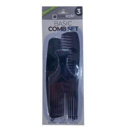 72 Bulk 3pk Basic Comb Set Black