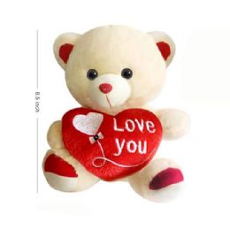 36 Bulk 8.5" Teddy Bear Beige I Love You Heart