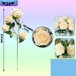 24 Bulk Flower - 32" Champagne Color 5 Head Roses