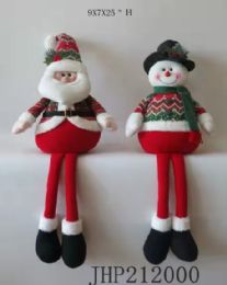 18 Bulk Christmas Santa Snowman Long Leg Plush Toy 25"
