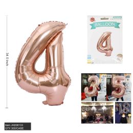 300 Bulk 34" Aluminum Balloon Pink Color Number "4"