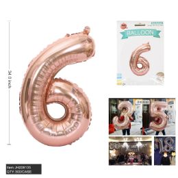 300 Bulk 34" Aluminum Balloon Pink Color Number "6"