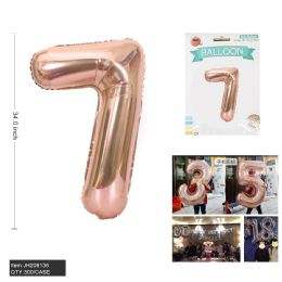 300 Bulk 34" Aluminum Balloon Pink Color Number "7"
