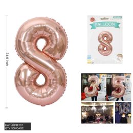 300 Bulk 34" Aluminum Balloon Pink Color Number "8"