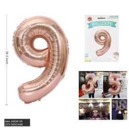 300 Bulk 34" Aluminum Balloon Pink Color Number "9"